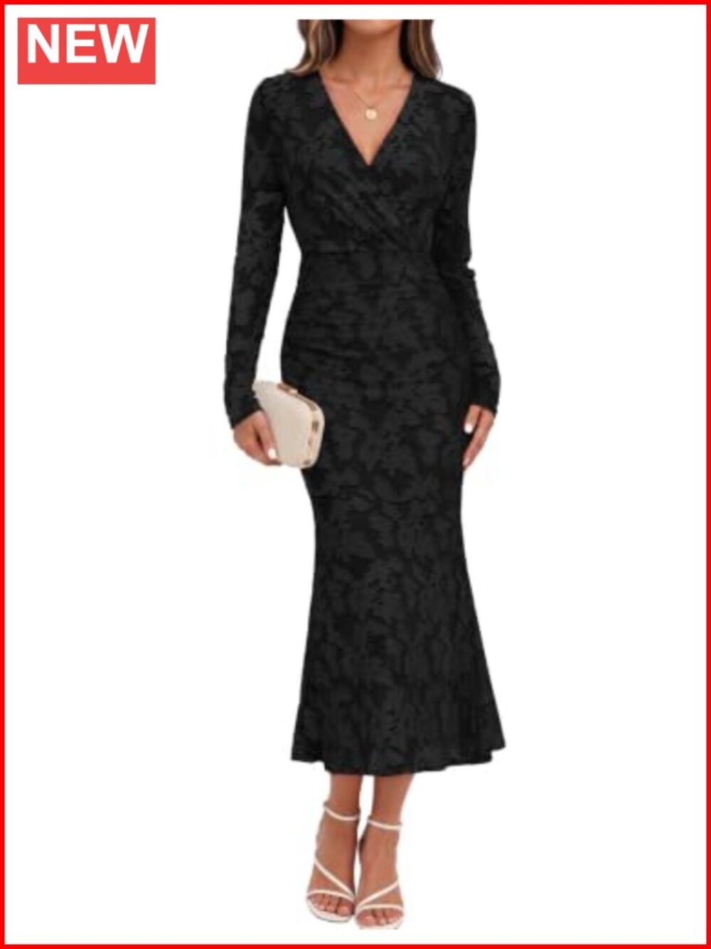 Women's Floral Wrap V Neck Long Sleeve Maxi Dress Midi Fall Formal